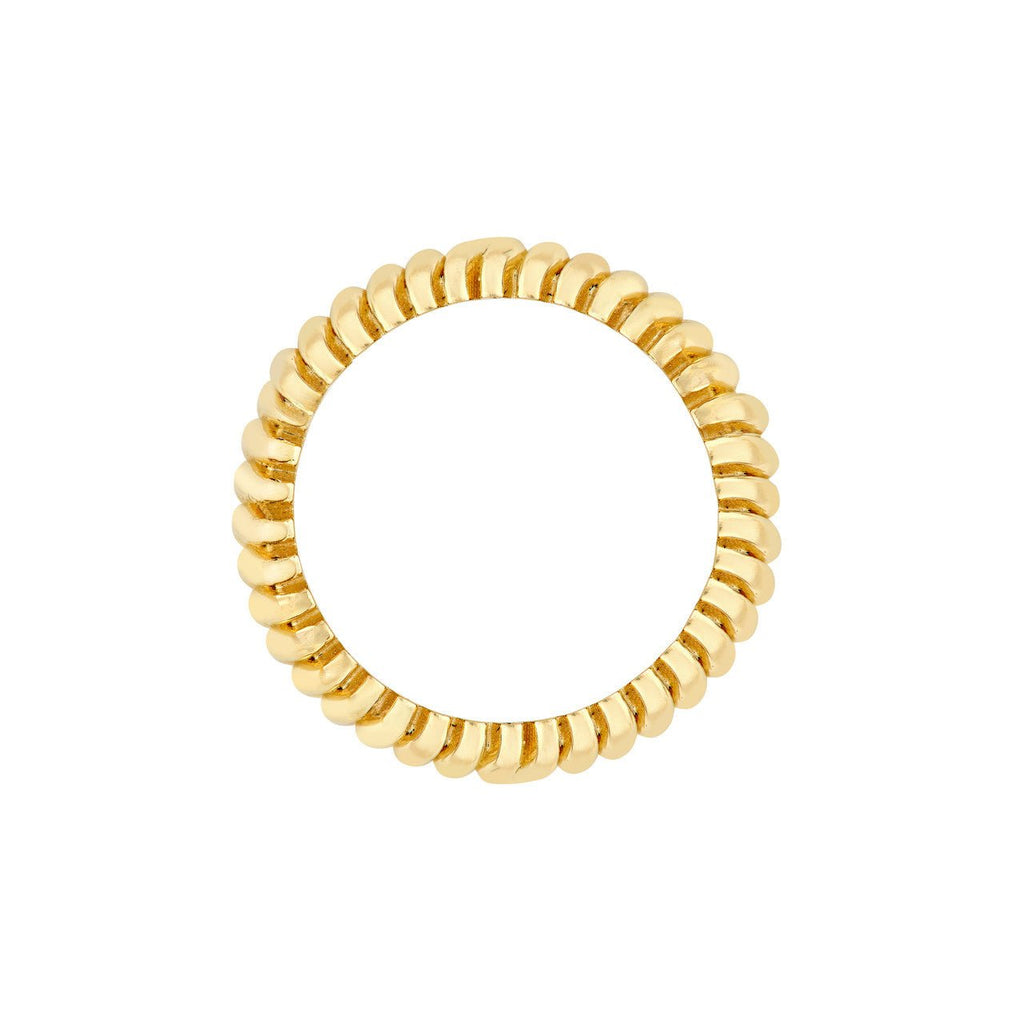 14K Gold Wavy Curve Ribbed Band