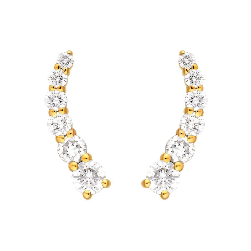 14K Gold Graduated Diamond Stud Earrings