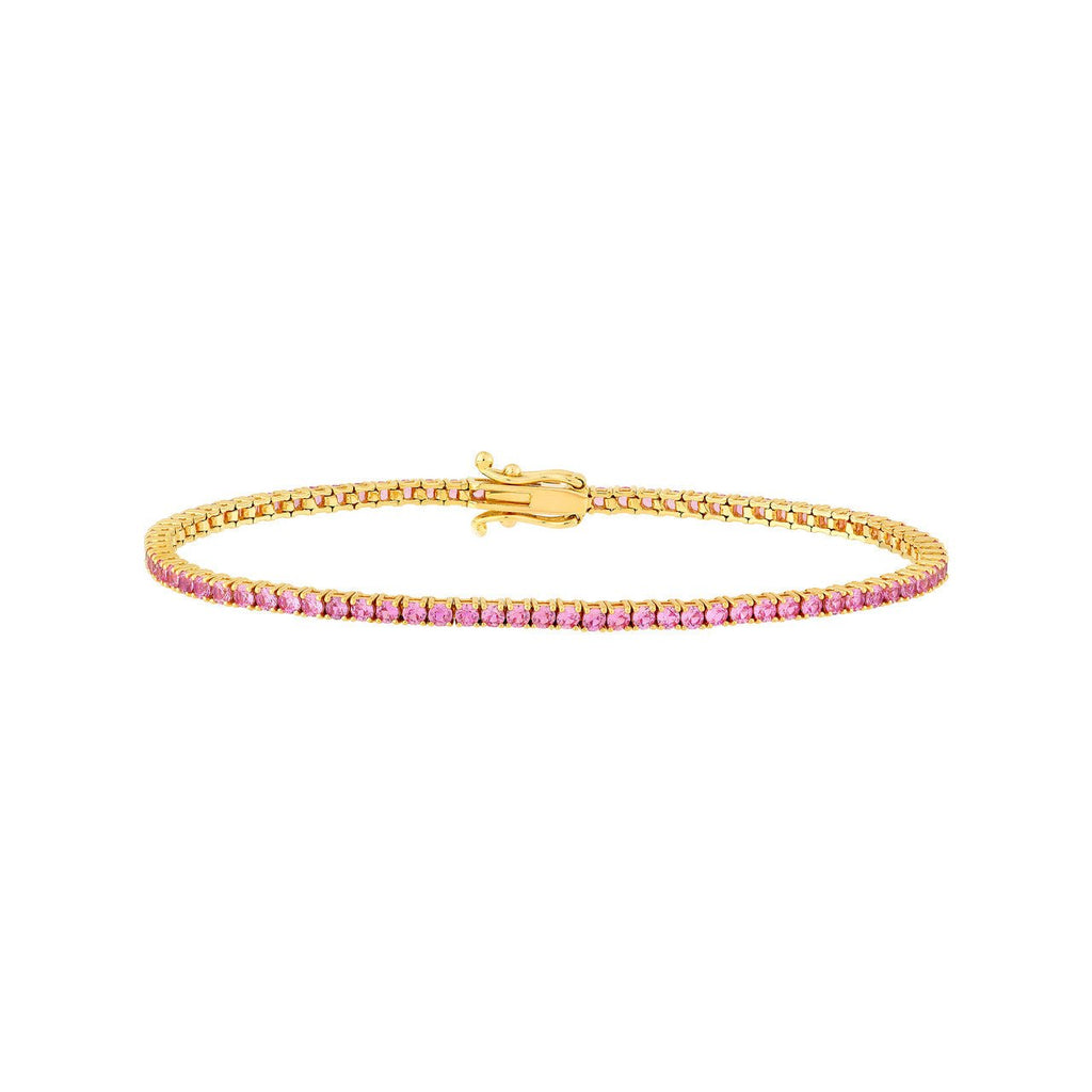 14K Gold Pink Sapphire Tennis Bracelet