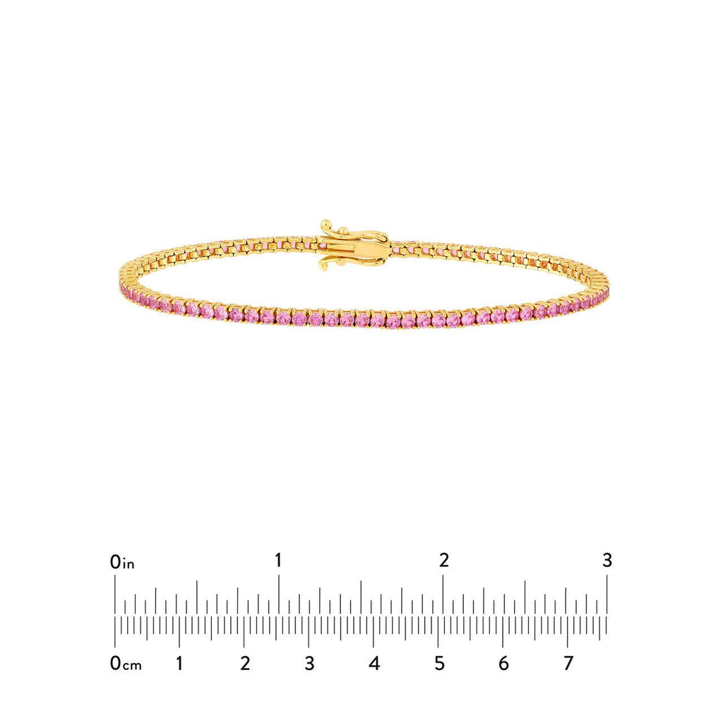 14K Gold Pink Sapphire Tennis Bracelet