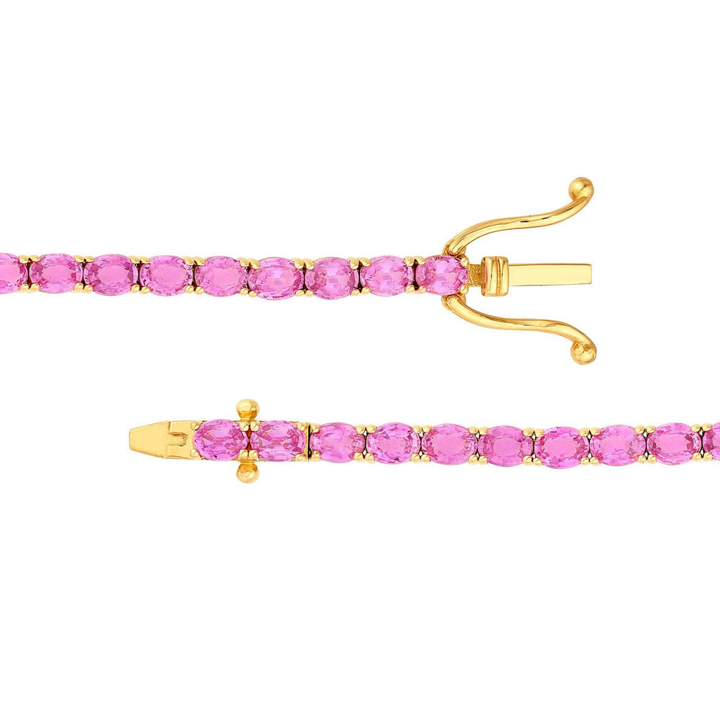 14K Gold Oval Pink Sapphire Tennis Bracelet