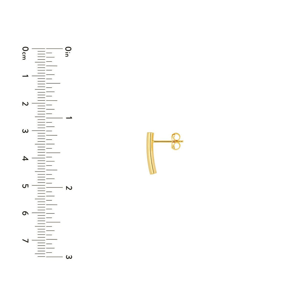14K Gold Thin Curved Bar Stud Earrings