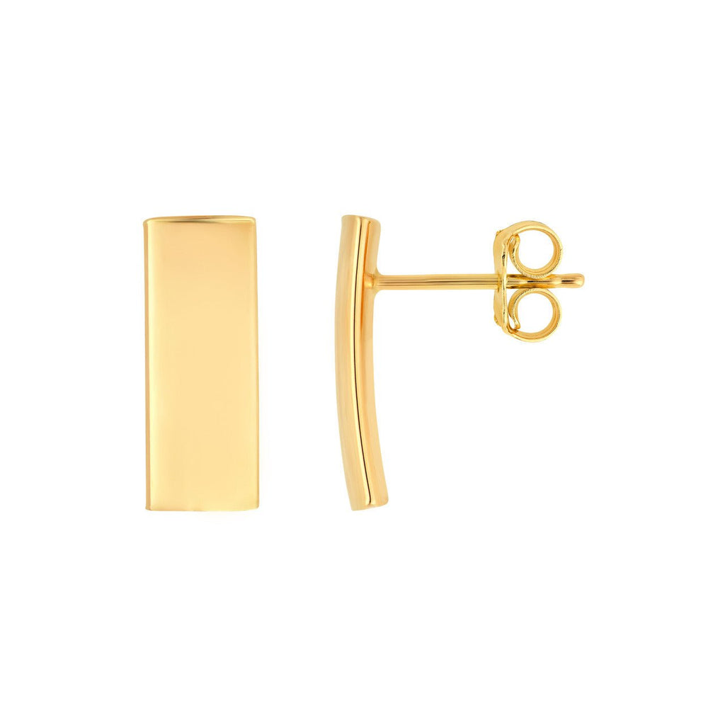 14K Gold Curved Bar Stud Earrings