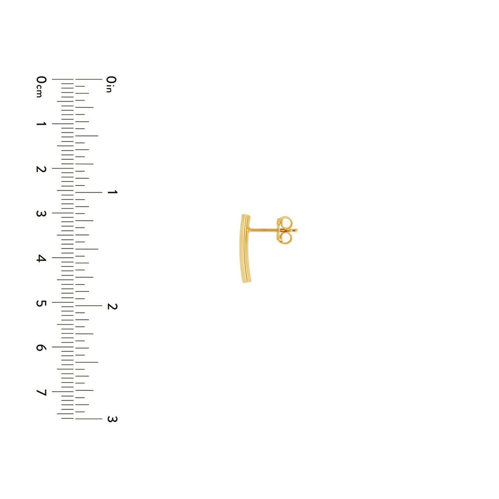 14K Gold Curved Bar Stud Earrings