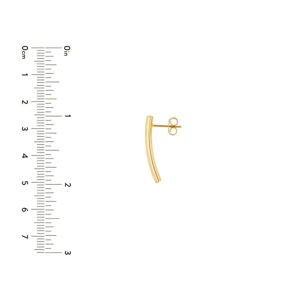 14K Gold Curved Bar Stud Earrings