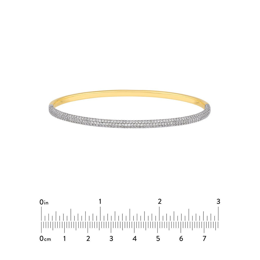 14K Two Tone Gold Diamond Pave Rounded Bangle