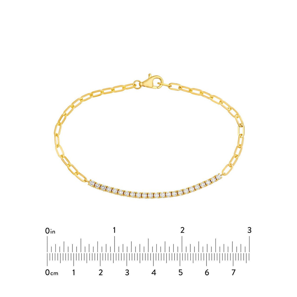 14K Gold 0.70 Carat Diamond Tennis and Paper Clip Chain Bracelet
