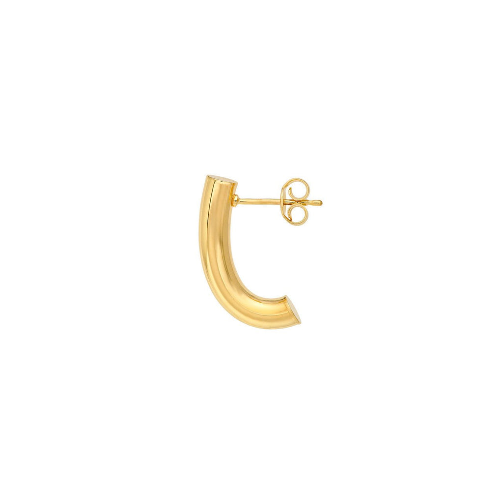14K Gold Round Round 4MM J Hoop Earrings