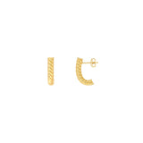 14K Gold Round Twisted 4MM J Hoop Earrings