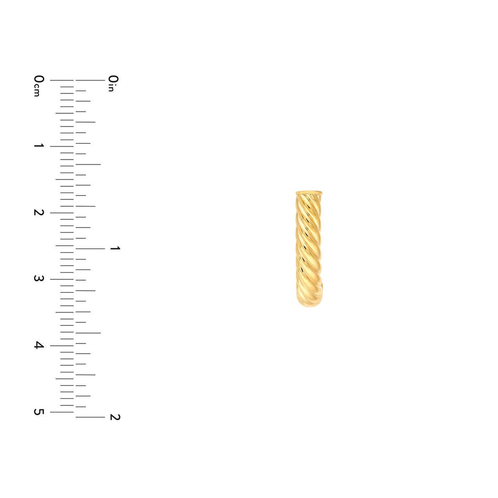 14K Gold Round Twisted 4MM J Hoop Earrings