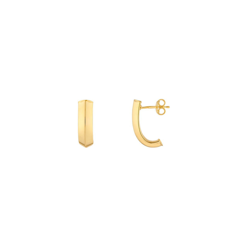 14K Gold Beveled J Hoop Earrings