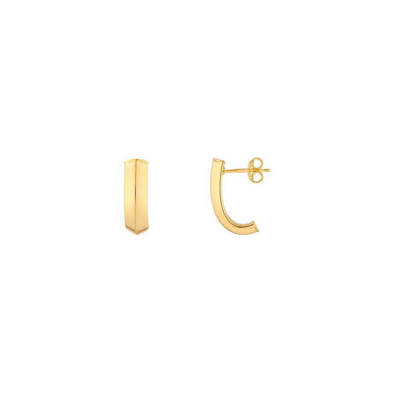 14K Gold Beveled J Hoop Earrings