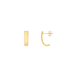 14K Gold 4MM Flat Oval Tube J Hoop Earrings
