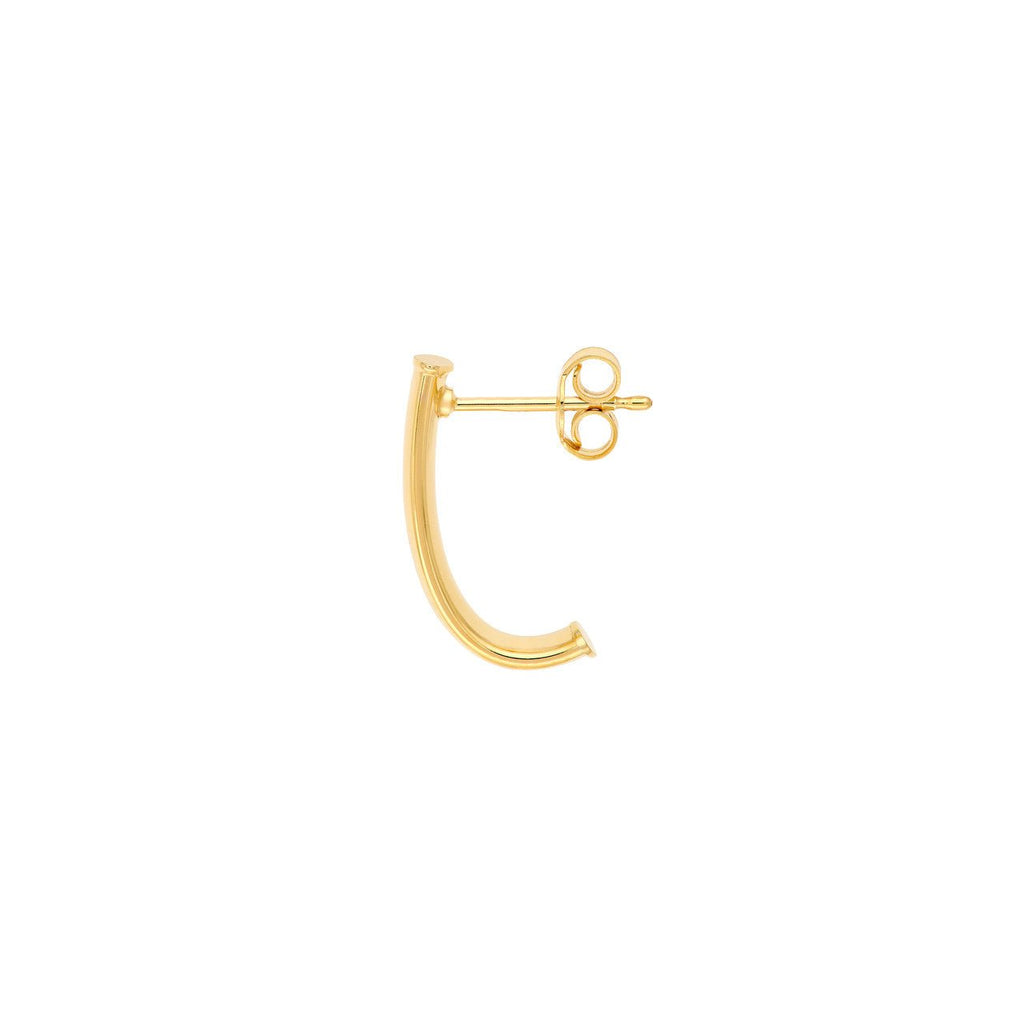14K Gold 4MM Flat Oval Tube J Hoop Earrings