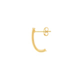 14K Gold 4MM Flat Oval Tube J Hoop Earrings