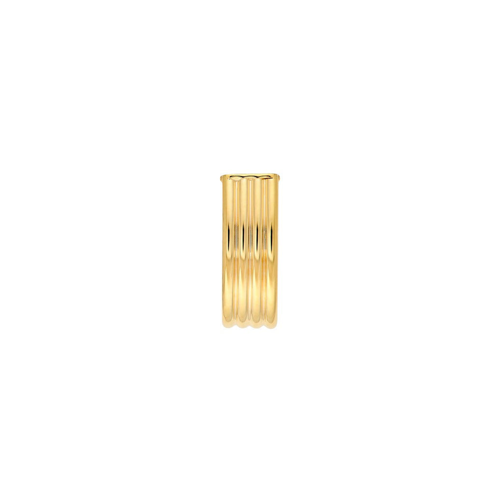 14K Gold 6MM Ribbed Flat Oval Tube J Hoop Earrings