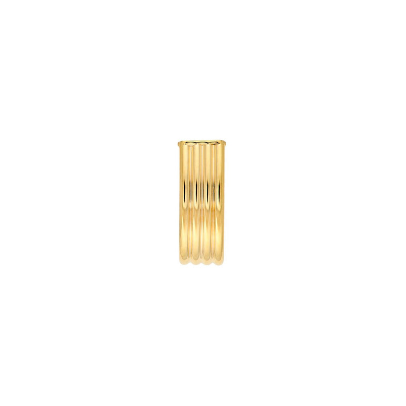 14K Gold 6MM Ribbed Flat Oval Tube J Hoop Earrings