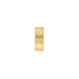 14K Gold 6MM Ribbed Flat Oval Tube J Hoop Earrings