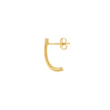 14K Gold 6MM Ribbed Flat Oval Tube J Hoop Earrings