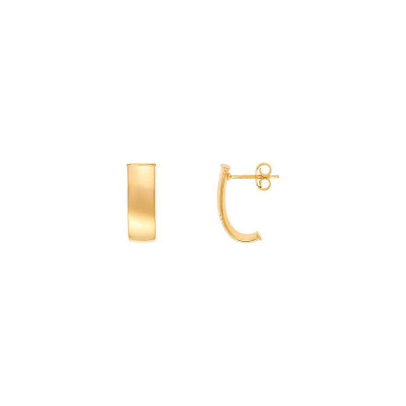 14K Gold 6MM Flat Oval Tube J Hoop Earrings