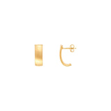 14K Gold 6MM Flat Oval Tube J Hoop Earrings