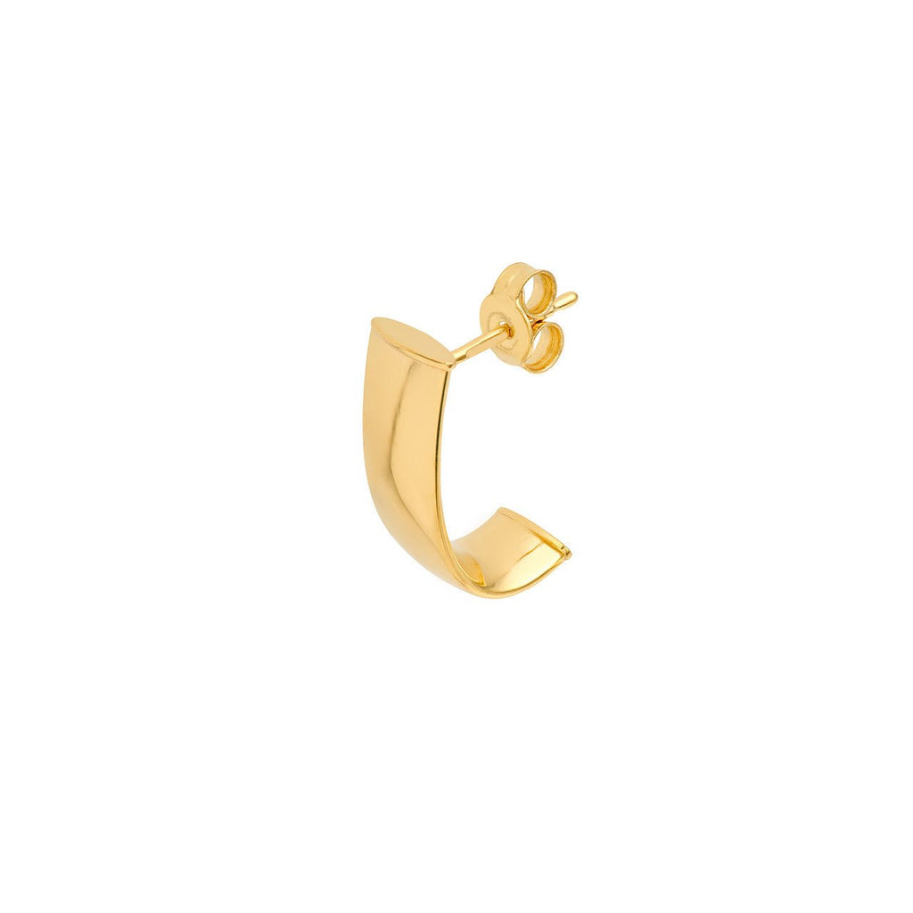 14K Gold 6MM Flat Oval Tube J Hoop Earrings