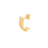 14K Gold 6MM Flat Oval Tube J Hoop Earrings