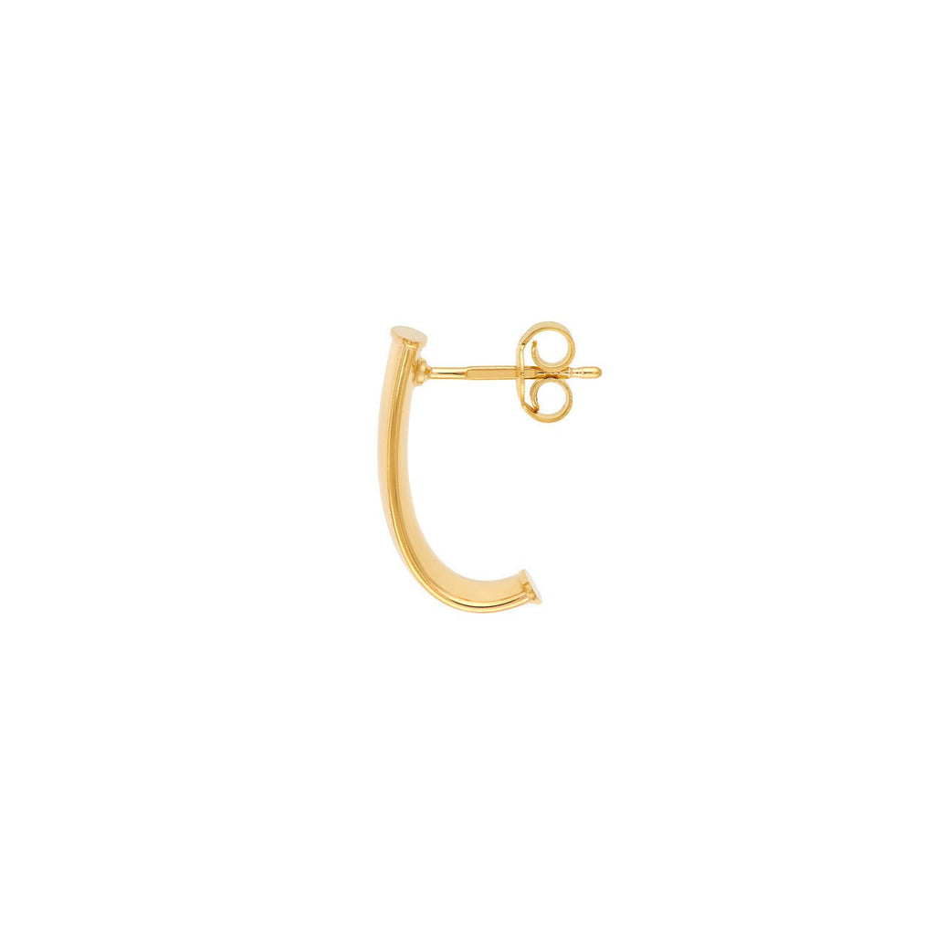 14K Gold 6MM Flat Oval Tube J Hoop Earrings