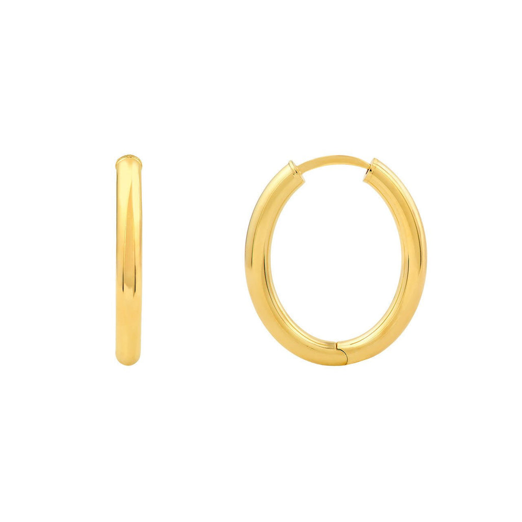 14K Gold 3MM 20x15 Oval Hoop Earrings