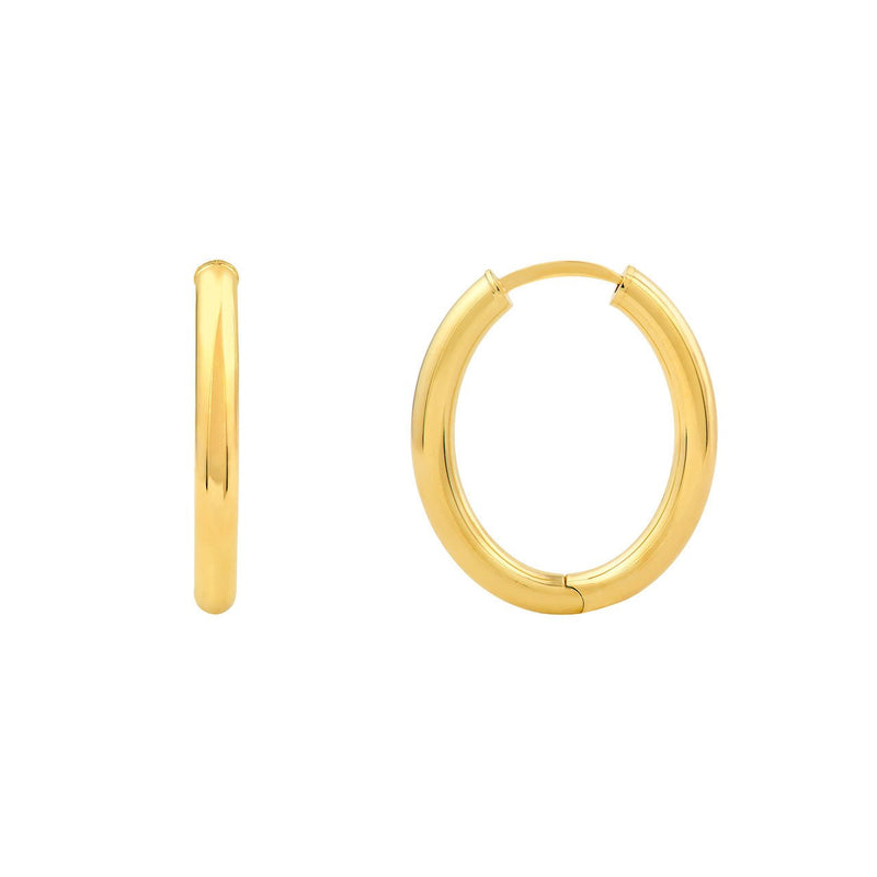 14K Gold 3MM 20x15 Oval Hoop Earrings