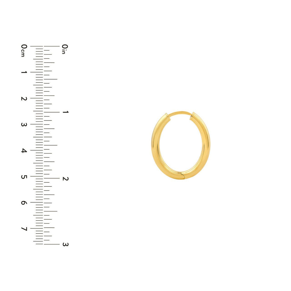 14K Gold 3MM 20x15 Oval Hoop Earrings
