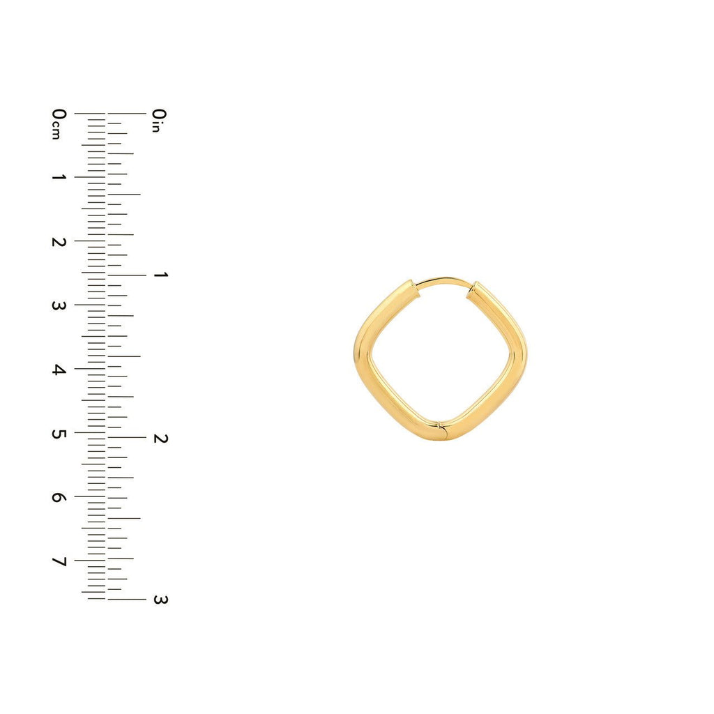 14K Gold 3x15 Square Hoop Earrings