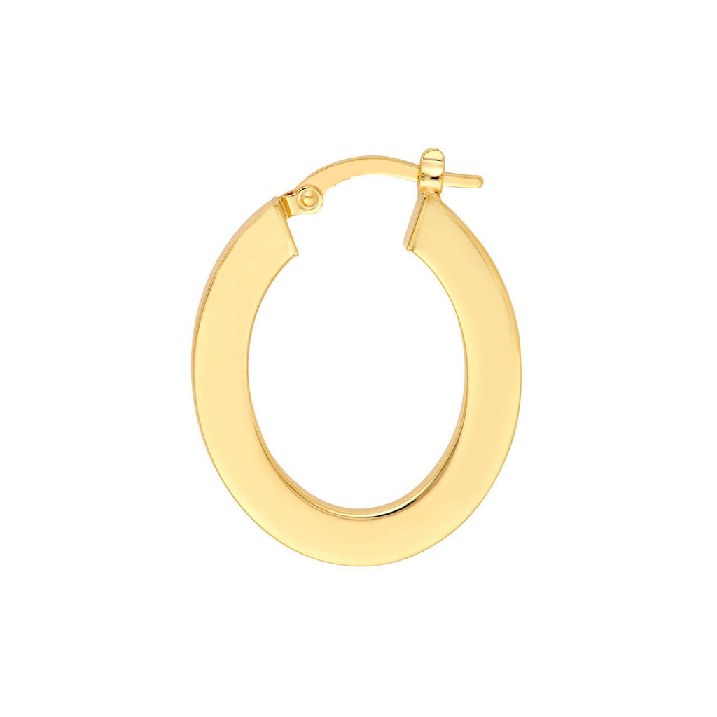 14K Gold Medium Oval Rectangular Hoop Earrings