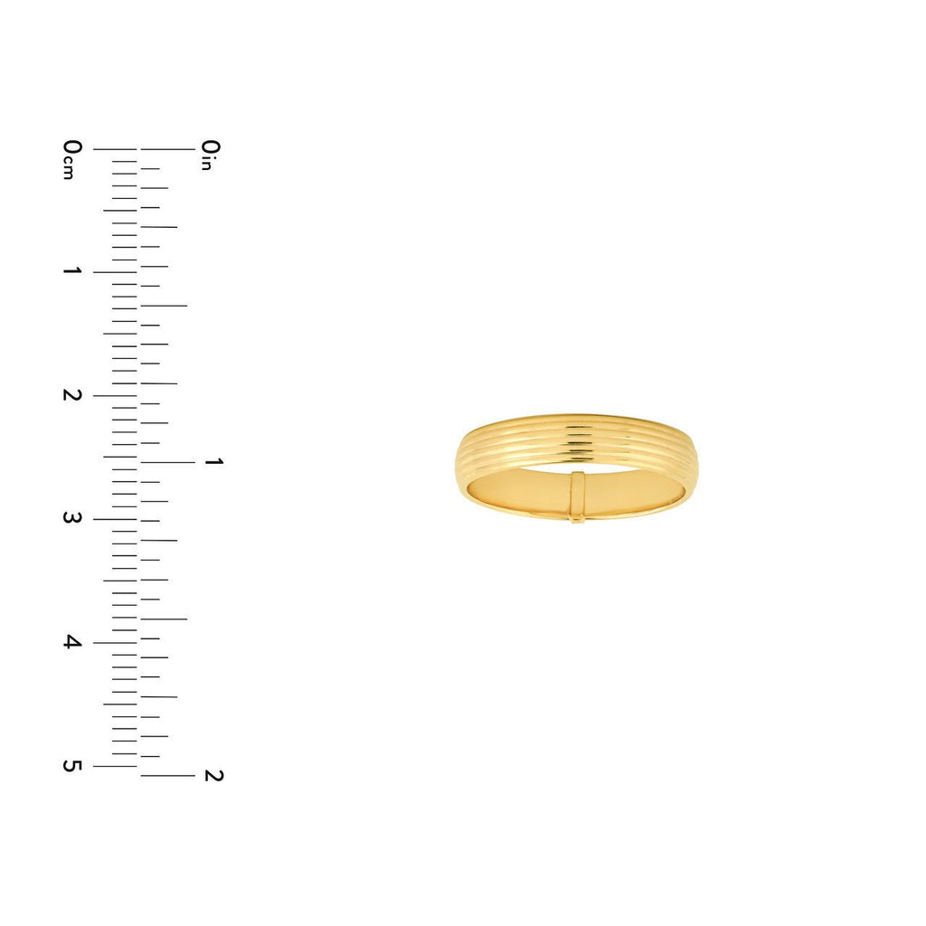 14K Gold 4MM Multi Lined Band