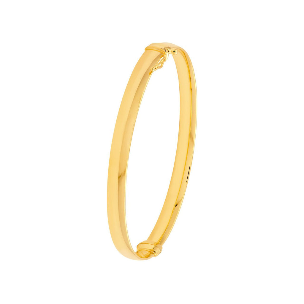 14K Gold 6MM Flat Oval Tube Bangle
