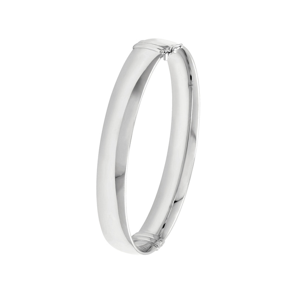 14K Gold 10MM Flat Oval Tube Bangle