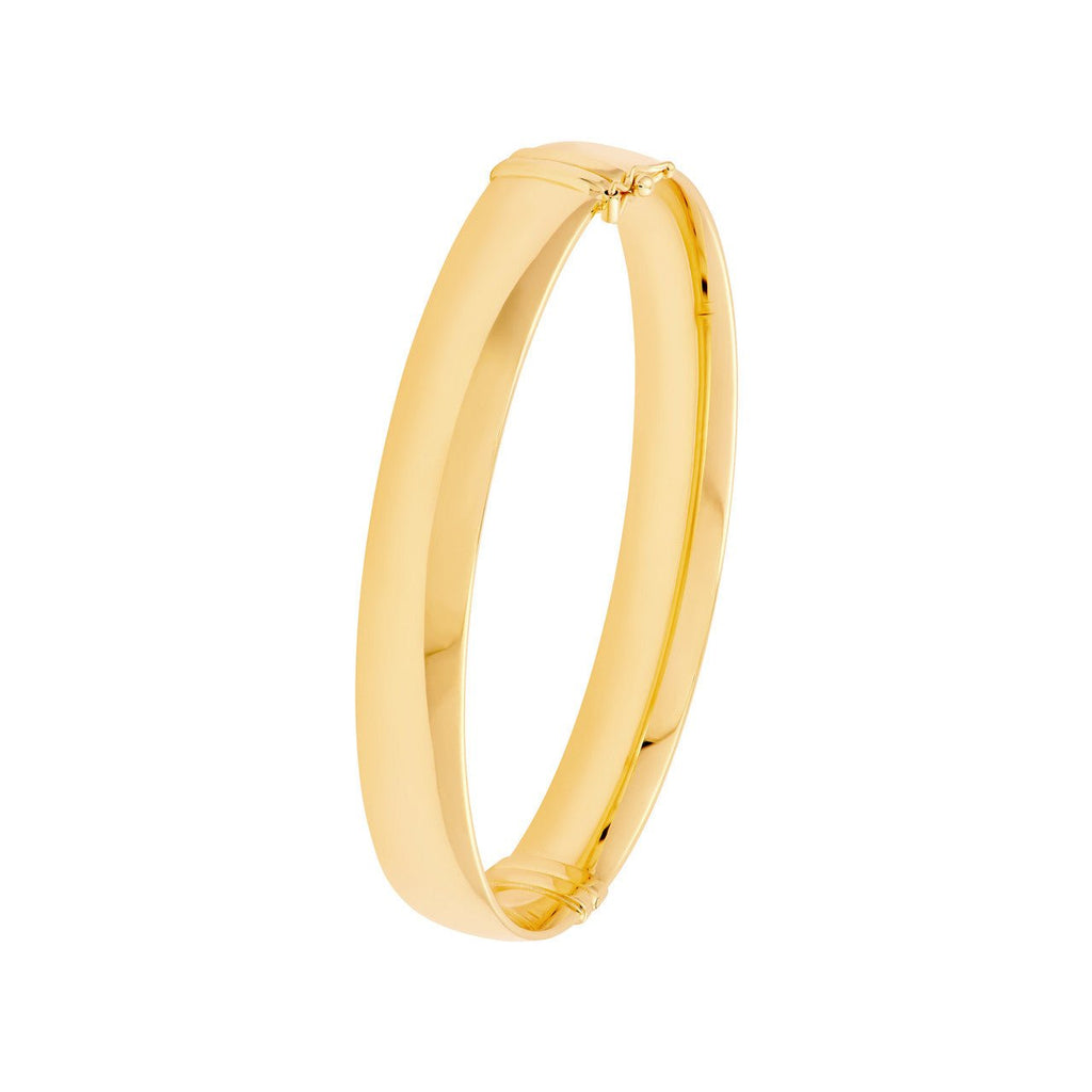 14K Gold 10MM Flat Oval Tube Bangle