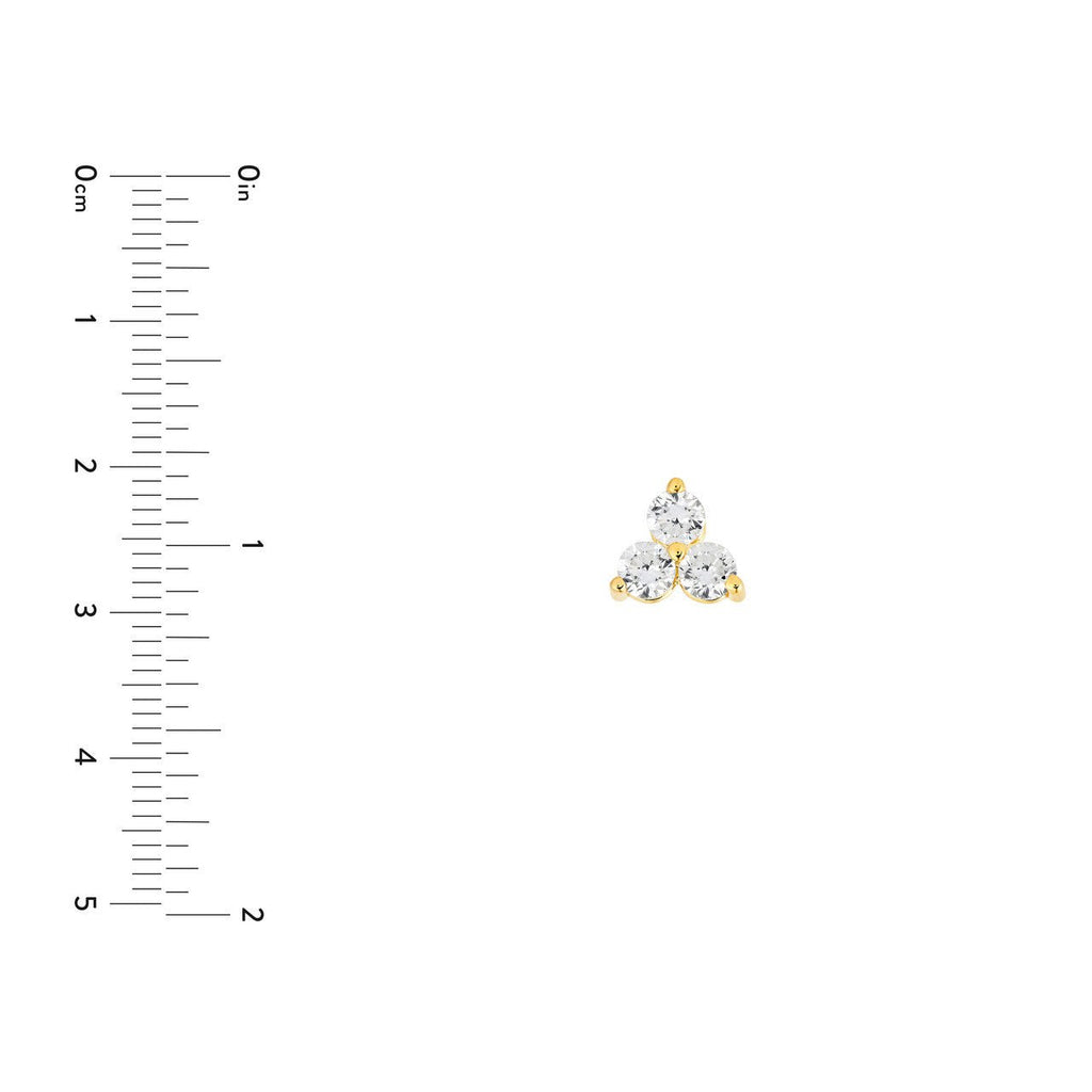 14K Gold 3.5MM Trio Diamond Stud Earrings