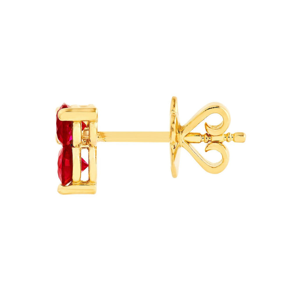 14K Gold 3.5MM Trio Ruby Stud Earrings