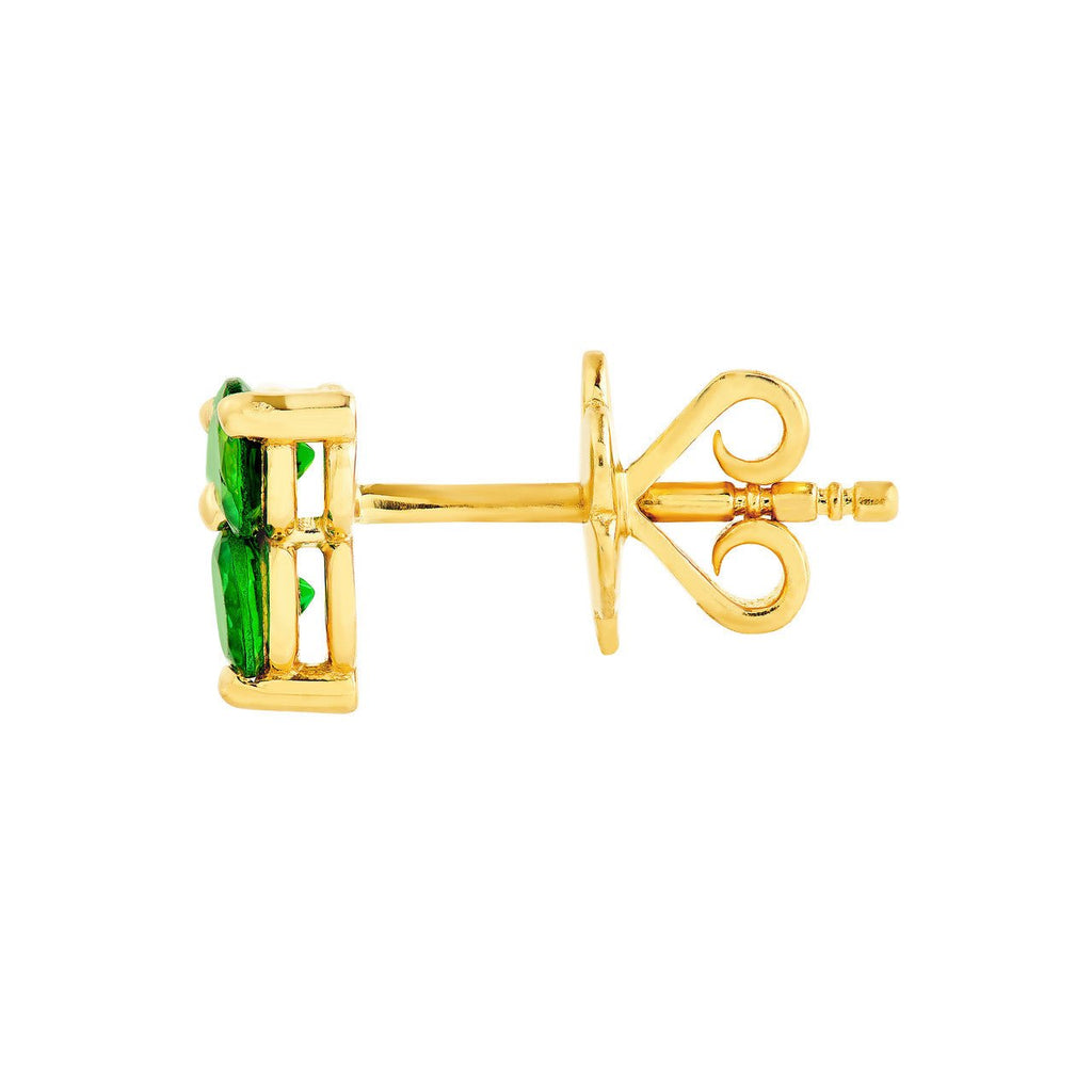 14K Gold 3.5MM Trio Tsavorite Stud Earrings