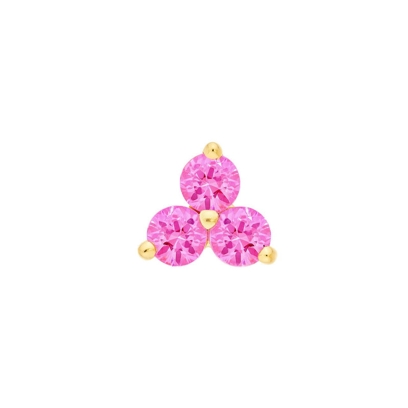 14K Gold 3.5MM Trio Pink Sapphire Stud Earrings