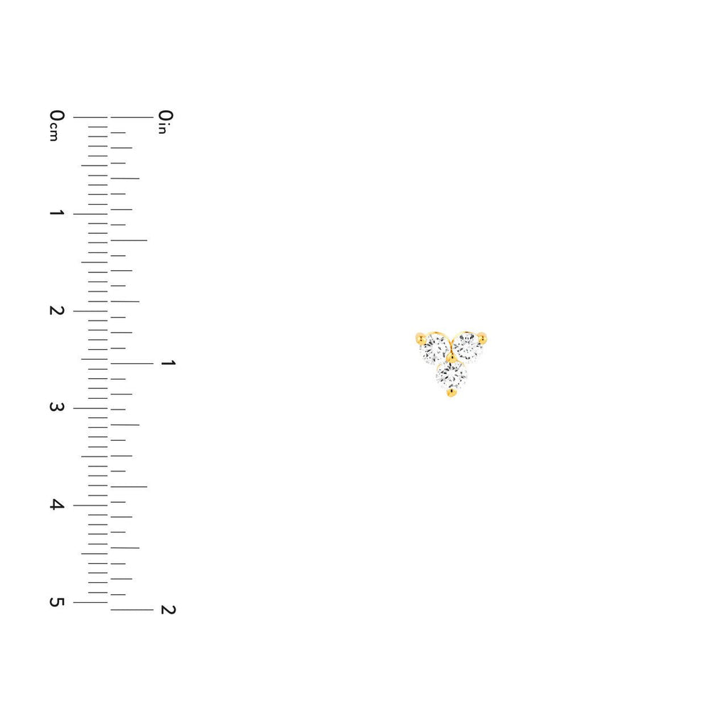14K Gold 3MM Trio Diamond Stud Earrings