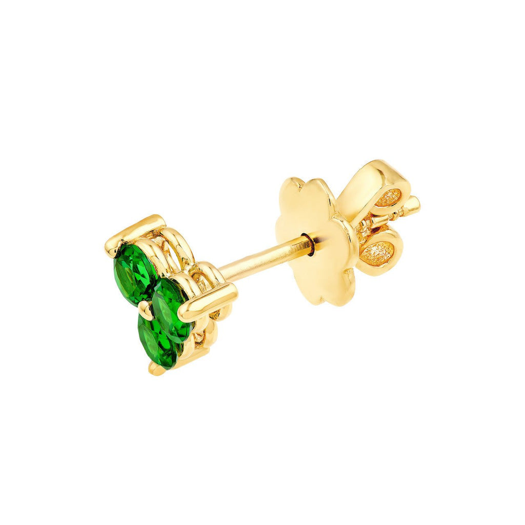 14K Gold 3MM Trio Tsavorite Stud Earrings