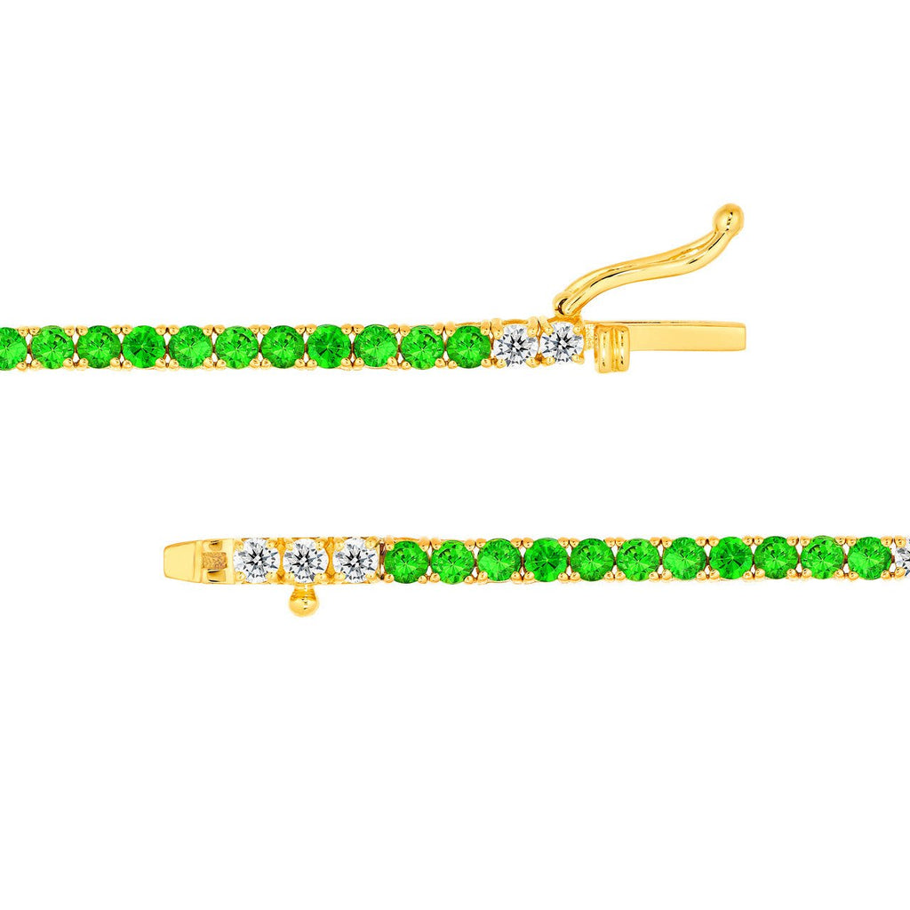 14K Gold Diamond and Tsavorite Tennis Necklace