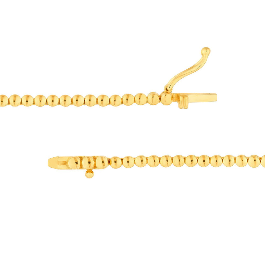 14K Gold Blue Sapphire Graduated Tennis Round Bezel Necklace