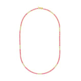 14K Gold Diamond and Pink Sapphire Tennis Necklace