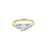 14K Two-Tone Gold 1.10 Carat Natural 3 Stone Round Cut Diamond Basket Engagement Ring