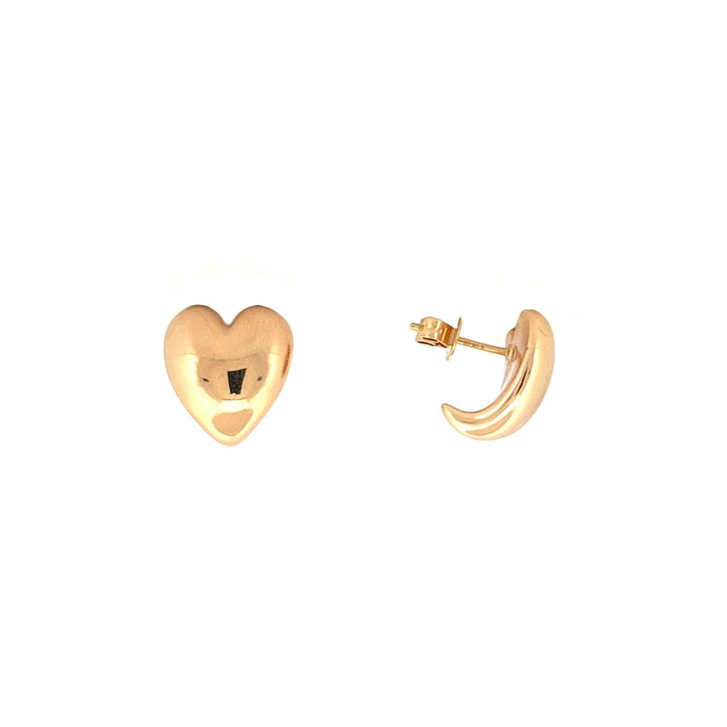 14K Gold Puff Heart Earrings