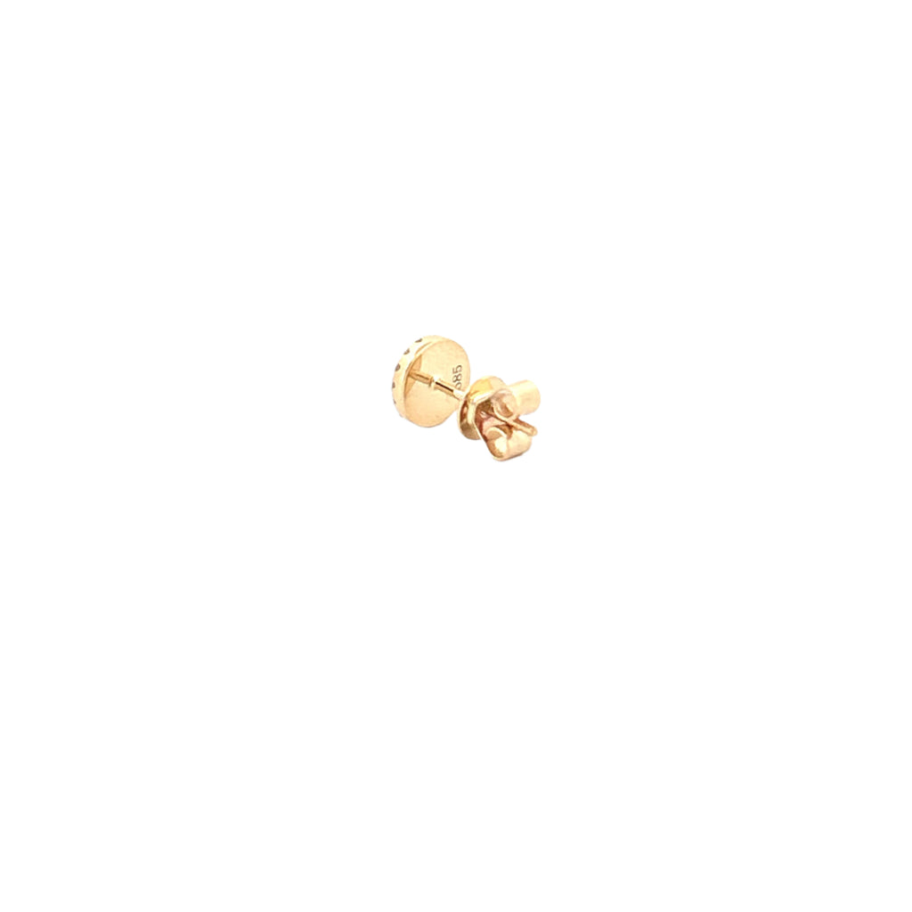 14K Gold Carnelian Round Diamond Stud Earrings