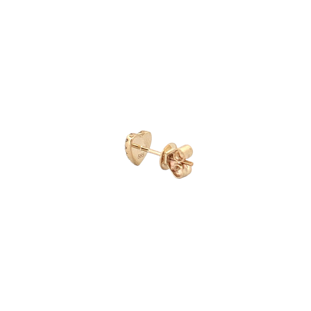14K Gold Onyx Heart Diamond Stud Earrings